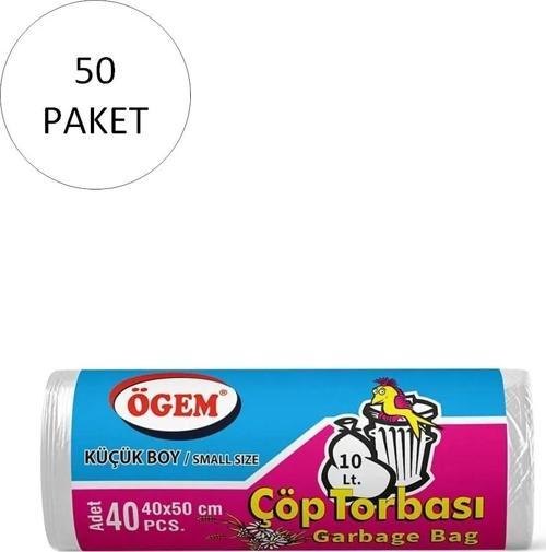 Küçük Boy Çöp Torbası 40 X 50 Cm 40 Lı Rulo X 50 Paket = 2.000 Adet (Şeffaf)
