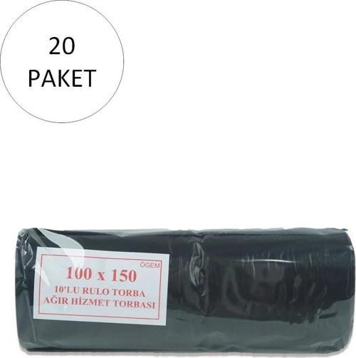 Hantal Boy Çöp Torbası 100 X 150 Cm 10 Lu Rulo X 20 Paket = 200 Adet (Siyah)