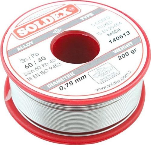 200 Gr Lehim İnce 0,75 Mm Soldex Sn60 Pb40 (4741)