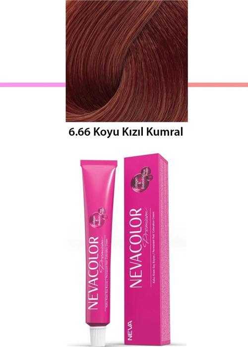 Premium 6.66 Koyu Kızıl Kumral - Kalıcı Krem Saç Boyası 50 G Tüp