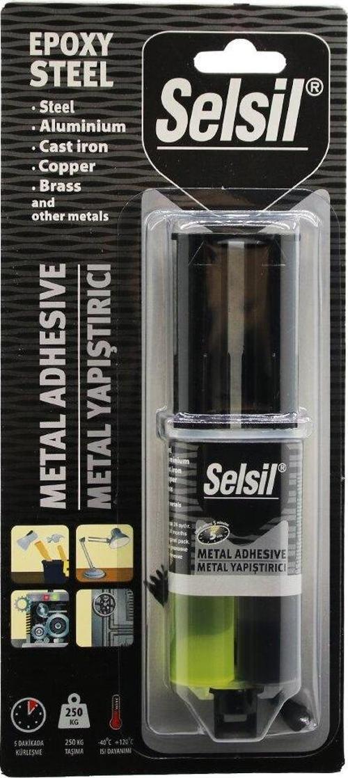 Epoxy Steel Metal Şırınga Epoksi Yapıştırıcı 28Gr. Metal-Çelik-Alüminyum-Ahşap-Plastik