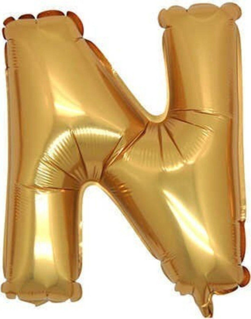 Gold Renk Folyo Balon N Harfli Helyum Balon 100 Cm Dev Boy