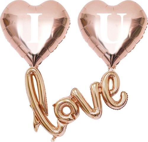 I Love You Kalpli Folyo Balon Set Rose Gold