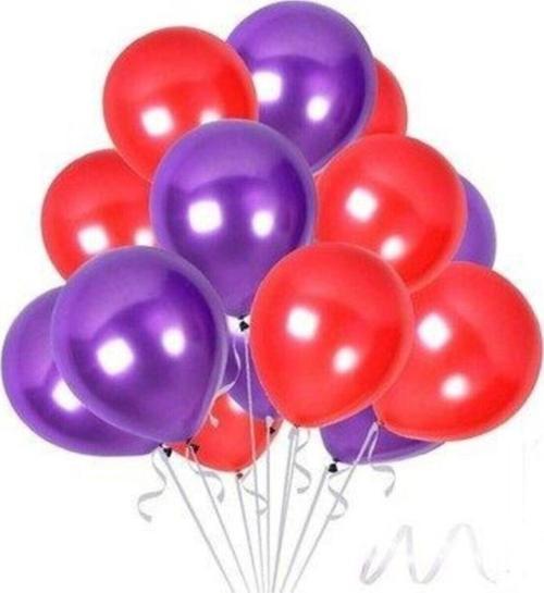 35 Adet Metalik Sedefli Mor, Kırmızı Balon-Uçan- Balon