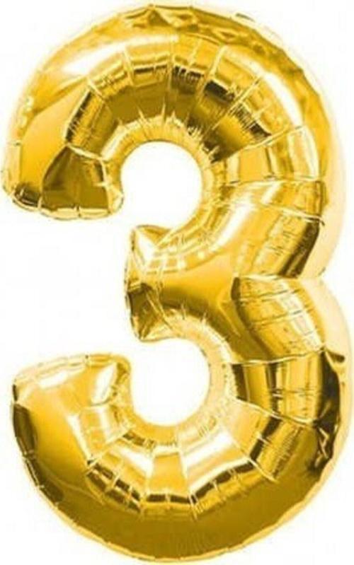 40 Cm Altın Renk Folyo Balon 3 Rakamı
