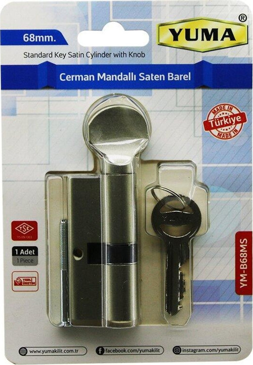 Cerman Mandallı Saten Barel Kilit 68Mm Ym-B68Ms (4741)