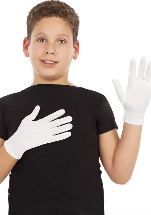 Beyaz Renk Çocuk Boy Likralı Pandomim Eldiveni (4741)