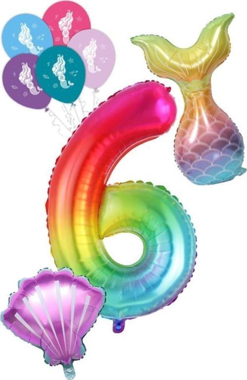 Rakam Gökkuşağı Deniz Kızı Folyo Balon Seti