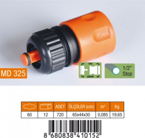 1/2 Hortum Bağlantı Adaptörü Stoplu (4741)