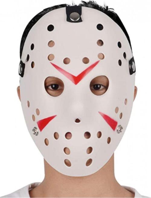Beyaz Renk Kırmızı Çizgili Tam Yüz Hokey Jason Maskesi Hannibal Maskesi