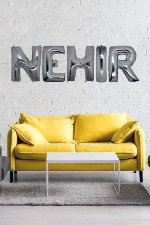 Doğum Günü Nehir Gümüş Harf Folyo Balon Set 40Cm Isim Balon