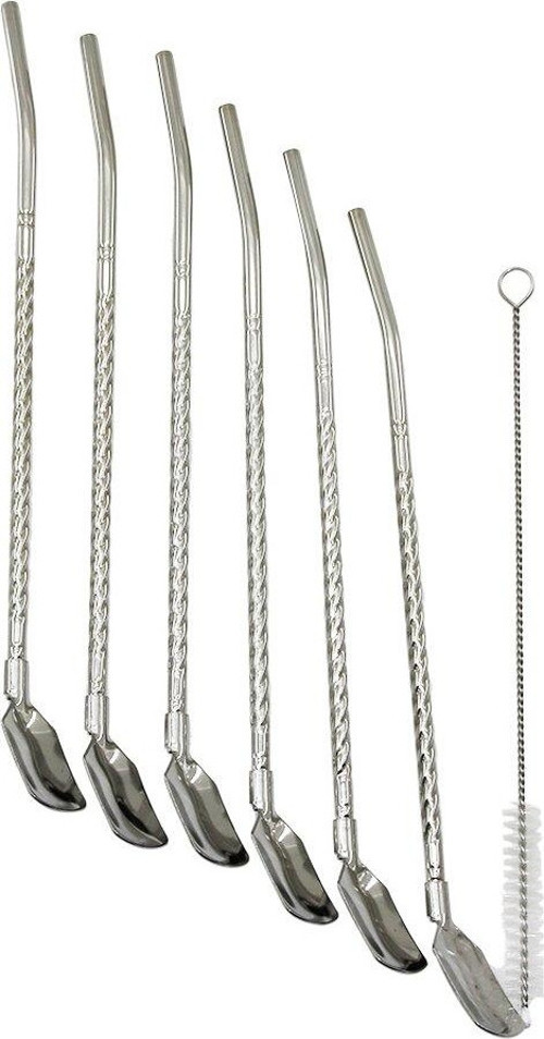 7Pcs - 6Pipet + 1Temizleme Fırça Çelk Kaşıklı Pipet (4741)