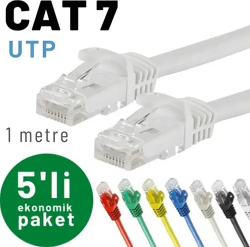 5 adet 1 metre CAT7 Kablo Ethernet Network İnternet LAN Kablosu