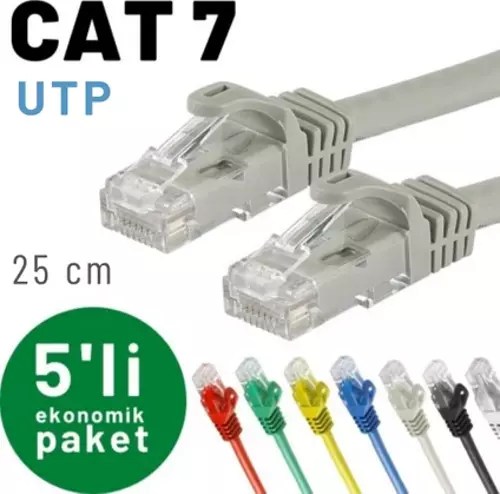 5 adet 25 cm CAT7 Kablo Ethernet Network İnternet LAN Kablosu