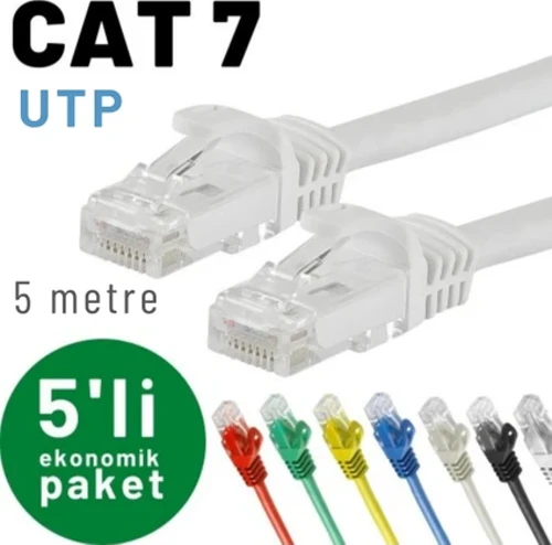 5 adet 5 metre CAT7 Kablo Ethernet Network İnternet LAN Kablosu
