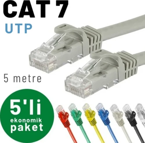 5 adet 5 metre CAT7 Kablo Ethernet Network İnternet LAN Kablosu