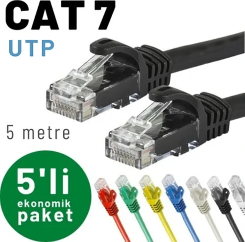 5 adet 5 metre CAT7 Kablo Ethernet Network İnternet LAN Kablosu