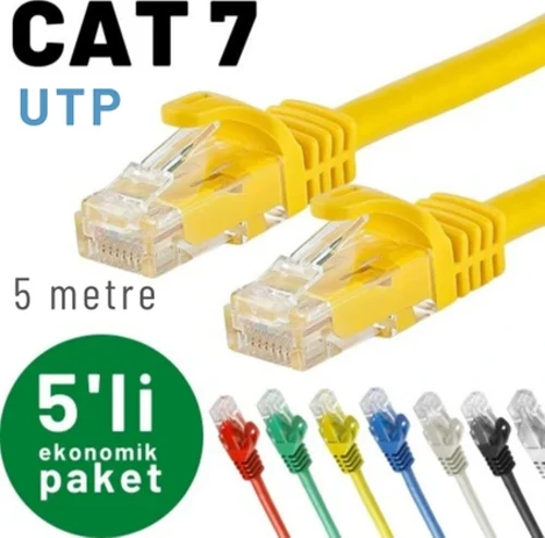 5 adet 5 metre CAT7 Kablo Ethernet Network İnternet LAN Kablosu