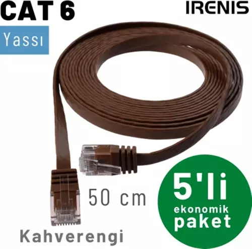 5 adet 50 cm CAT6 Kablo Yassı Ethernet Network Lan Ağ İnternet Kablosu