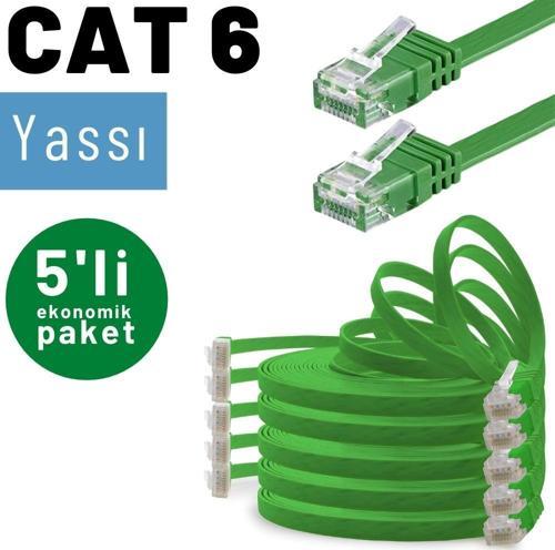 5 adet 50 cm CAT6 Kablo Yassı Ethernet Network Lan Ağ İnternet Kablosu