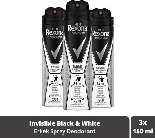 Men Erkek Sprey Deodorant Invisible On Black White Clothes 150 Ml X3 Adet