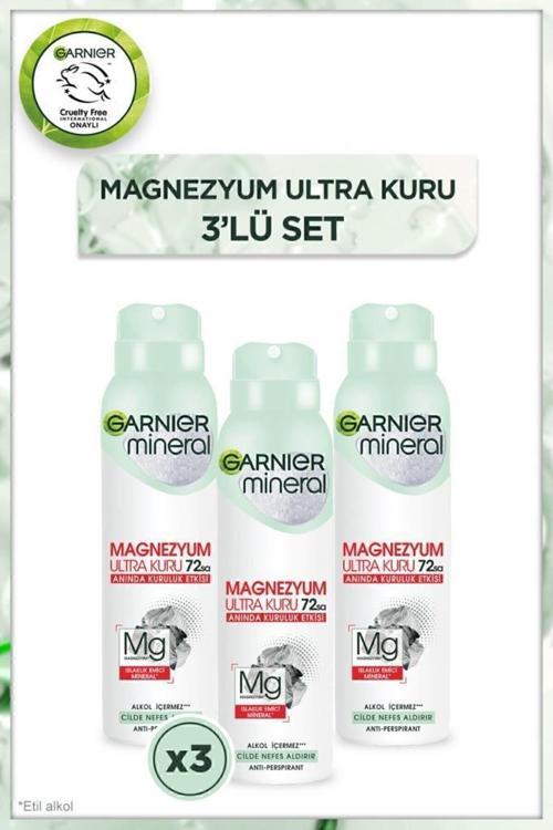 3'Lü Mineral Magnezyum Ultra Kuru Sprey Kadın Deodorant Seti