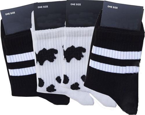4lü Unisex İnek Desenli Kısa Konç Çorap Siyah-Beyaz Tenis Spor