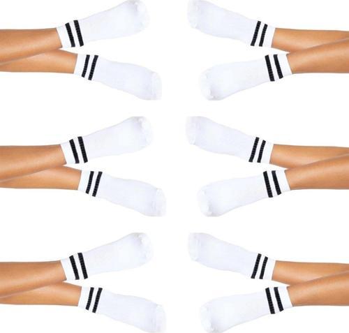 6lı Kadın Unisex Çizgili Kısa Çorap Pamuklu Tenis Ekonomik Spor