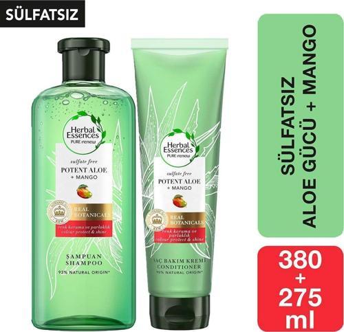 Sülfatsız Renk Koruma Ve Nem Aloe + Mango  Şampuan 380 Ml + Saç Bakım Kremi 275 Ml