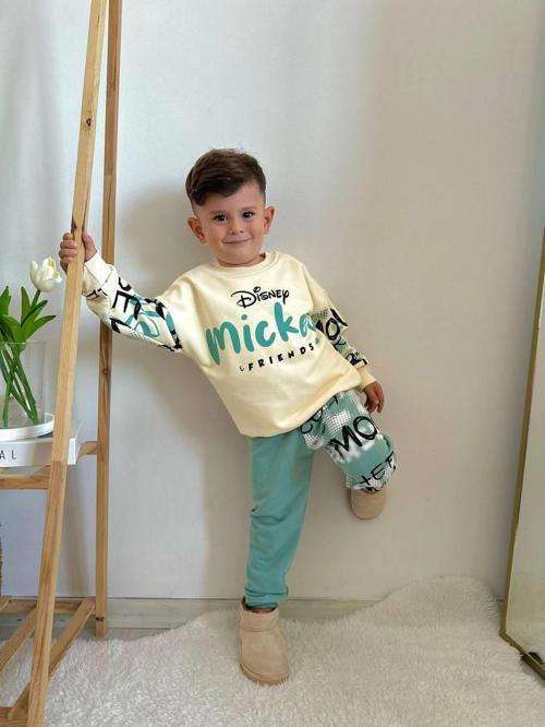 ERKEK ÇOCUK MİCKEY MODELLİ 3İPLİK ŞARDONLU EŞOFMAN TAKIMI
