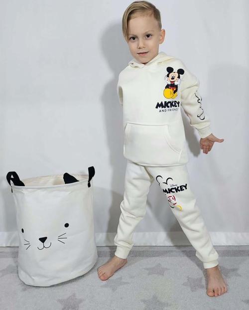 ERKEK ÇOCUK MİCKEY KAPŞONLU 3 İPLİK PAMUK EŞOFMAN TAKIMI