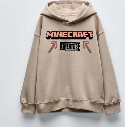 ERKEK ÇOCUK MINECRAFT MODELLİ KOL MANŞETLİ PAMUK KAPŞONLU SWEAT