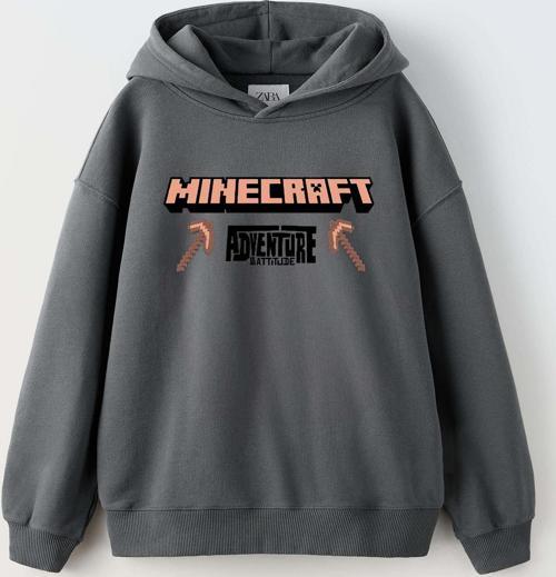 ERKEK ÇOCUK MINECRAFT MODELLİ KOL MANŞETLİ PAMUK KAPŞONLU SWEAT