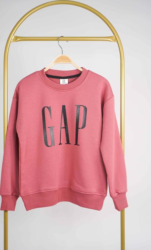 KIZ ERKEK BİSİKLET YAKA GAP BASKILI MANŞETLİ PAMUK SWEAT