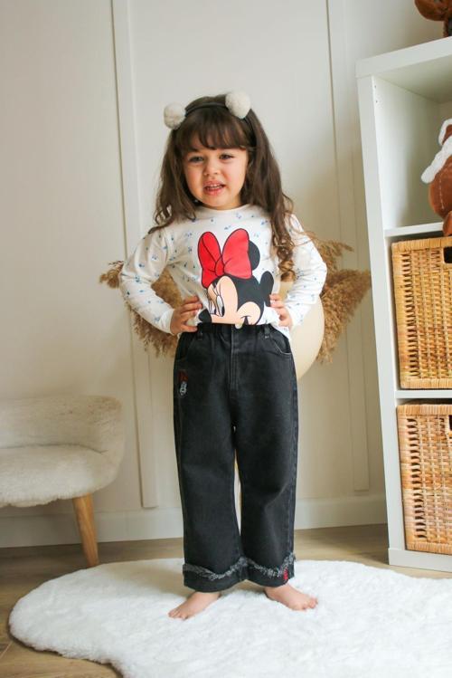 KIZ ÇOCUK MİNNİE MODELLİ PANTOLONLU İKİLİ TAKIM