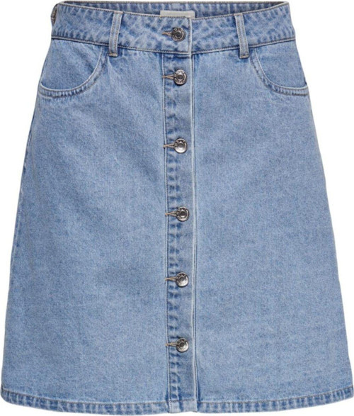 Kadın Mavi Önü Düğmeli Mavi Denim Etek