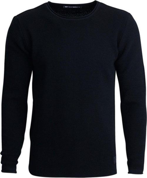 Dapple Knit Siyah Bisiklet Yaka Erkek Triko Kazak