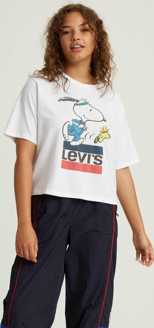 Graphıc Boxy Tee Snoopy Torch Runner Wh Beyaz S