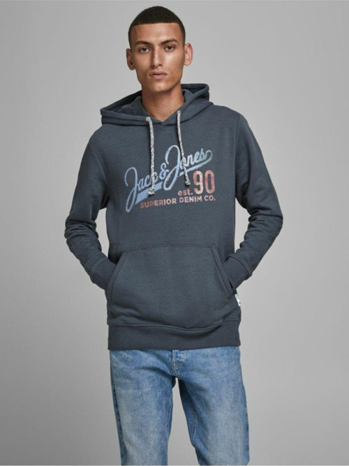30Jack Print Sweat Hood Ls Erkek Mavi Sweatshirt 12178449-07