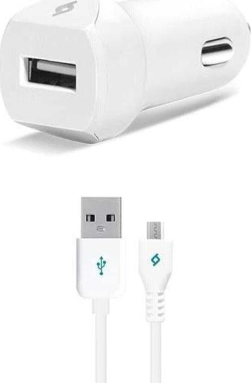 Speedcharger Serisi Micro Usb Kablolu 2.1A Araç Şarj Cihazı Beyaz