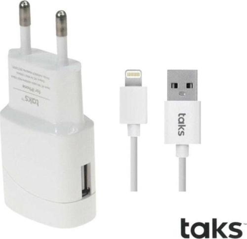 Taks Iphone Lightning Kablolu 1A Seyahat Şarj Cihazı Beyaz