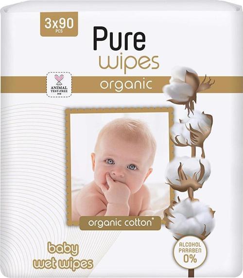 Organik Pamuklu Bebek Islak Mendil 3x90 Adet