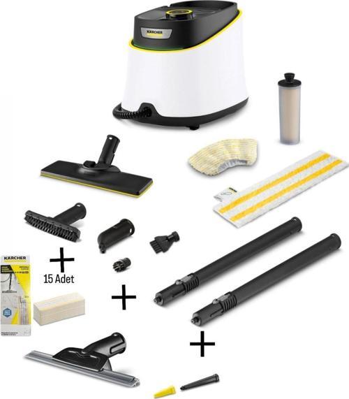 Sc3 Deluxe Buharlı Temizlik Makinesi+Cam Temizleme Aparatı+15 Adet Mikrofiber Bez+ Derz Başlığı