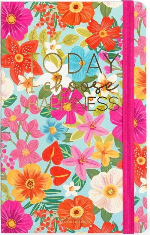 Sert Kapak Medium Çizgili Defter Flowers VNOTP0102
