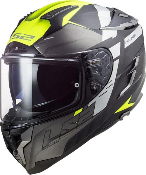 Challenger Allert Kapalı Kask Mat Tıtanıum-neon Sarı X-LARGE