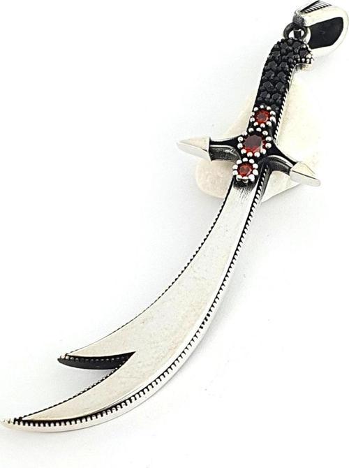 Oniks ve Granat Taşlı 925 ayar Gümüş Tasarım Kolye Ucu