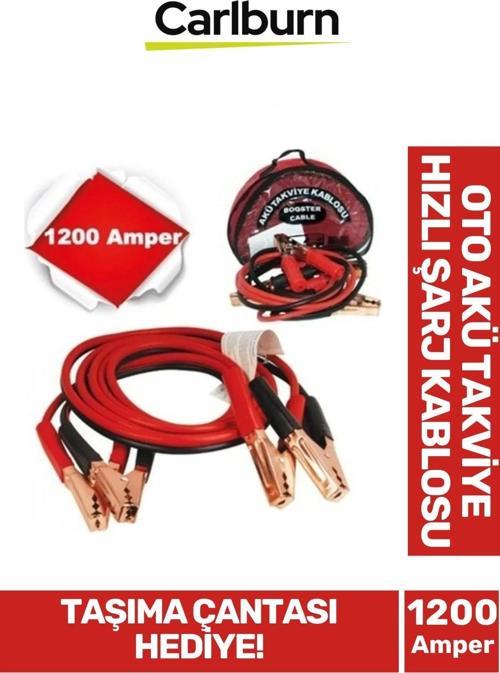 Özel Kalın Taşıma Çantalı %100 Bakır Kalın Kablo 1200 Amper Güçlü Oto Akü Takviye Hızlı Şarj Kablosu