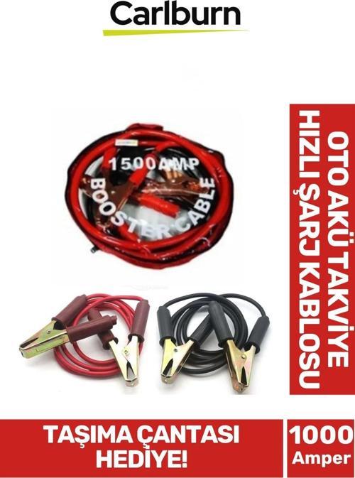 Özel Kalın Taşıma Çantalı %100 Bakır Kalın Kablo 1500 Amper Güçlü Oto Akü Takviye Hızlı Şarj Kablosu