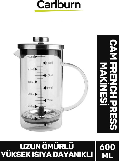 Özel Üretim Isıyı Uzun Süre Koruyan Süzgeçli Bitki Çayı Demliği Filtre Kahve French Press 600 ml