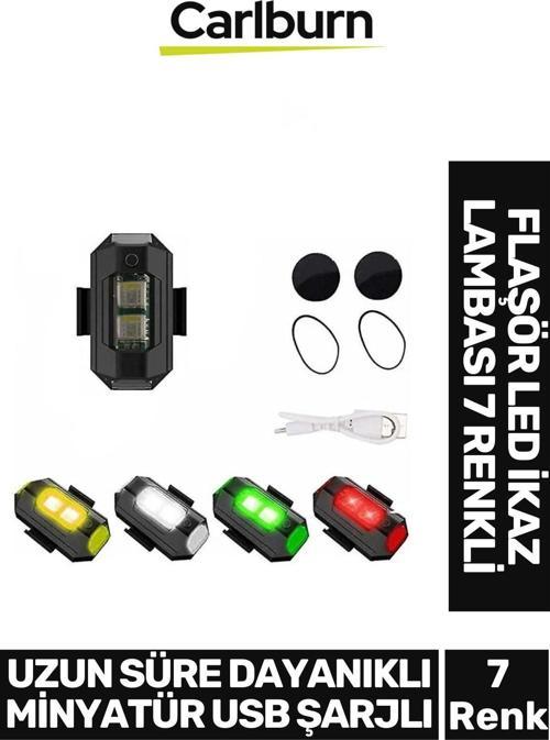 Uzun Süre Dayanıklı Minyatür Usb Şarjlı Bisiklet Motorsiklet Drone Flaşör Led İkaz Lambası 7 Renkli